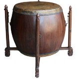 Chinese Antique Large Wood Drum Side Table