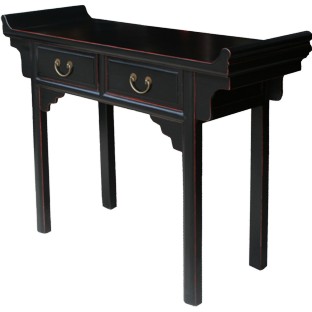 Black Everted End Chinese Console Table