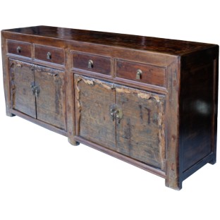 Antique Chocolate Brown Chinese Sideboard