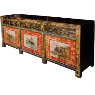 Extra Large Mongolian Painted Sideboard