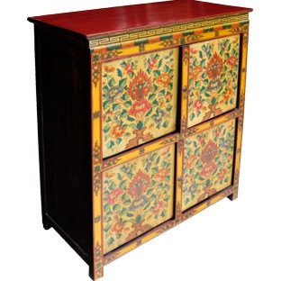 Chinese Tibetan Medium Cabinet yellow flora