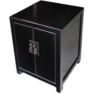 Black Two Door Bedside Table