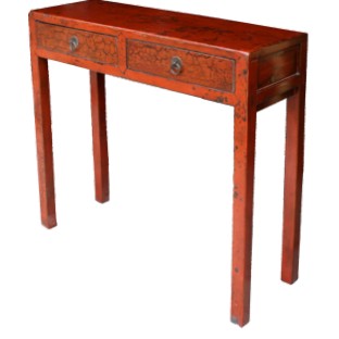 Red Patina Two Drawer Side/Hall Table