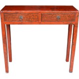 Red Patina Two Drawer Side/Hall Table