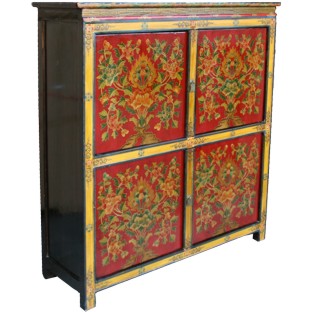 Tibetan Cabinet w/Painted Flora