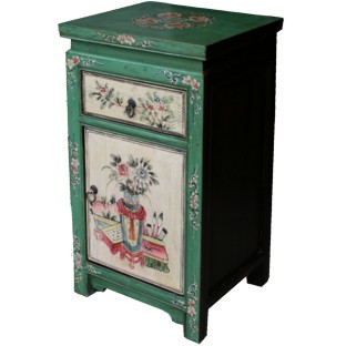 Chinese Green Painted Bedside Table