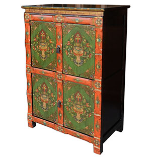 Tibetan Medium Cabinet w/Flora Painting