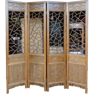 Set of 4 Chinese Double Sided Carvings Screen