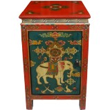Tibetan Painted Bedside Table - Elephant