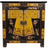 Chinese Bedside Table Cabinet Painted Qipao