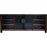 Large Chinese Black Lacquered Sideboard Buffet