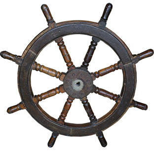 Antique Chinese Ship Steering Wheel Dark 