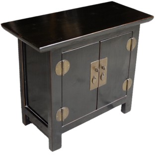 Black Lacquered Chinese Side Cabinet 