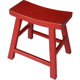 Red Lacquered Farmer Wood Stool