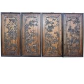 Set of 4 Chinese Carved Wall Hanging Screen