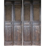 Set of 4 Original Chinese Door Panels w/Patterns & Carvings