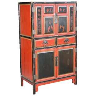 Chinese Cabinet with Writing and Drawings