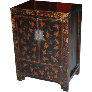 Black Painted Butterfly Bedside Table
