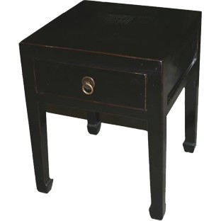 Black Lacquered Stool with Drawer /Side Table