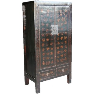 Black Butterflies Painted Cabinet