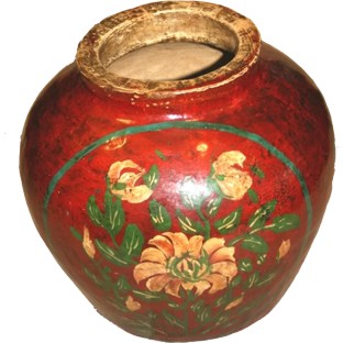 Red Painted Ginger Jar