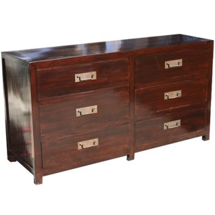 Brown Elm Mandarin Chest of Six Drawers