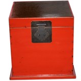 Red Rattan Top Cube Chest