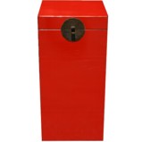Red Lacquered Wood Tall Trunk