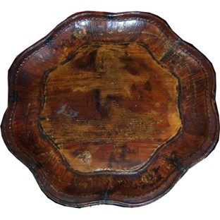 Brown Chinese Painted Wood Plate