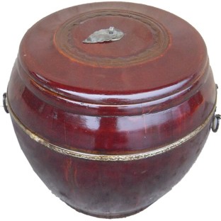 Maroon Original Round Wood Box with Lid