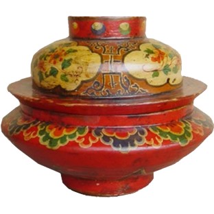 Red Tibetan Tsampa Box