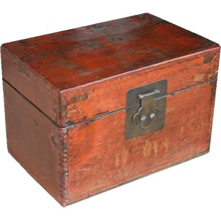 Original Red Storage Box with Gold Painting