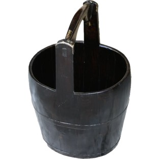 Large Round Chinese Pail with Wide Handle