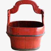 Red Chinese Water Bucket with Handle