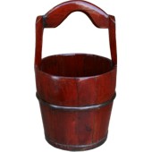 Brown Chinese Water Bucket with Handle