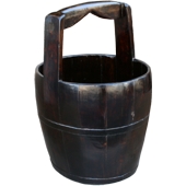 Large Round Chinese Water Bucket with Wide Handle