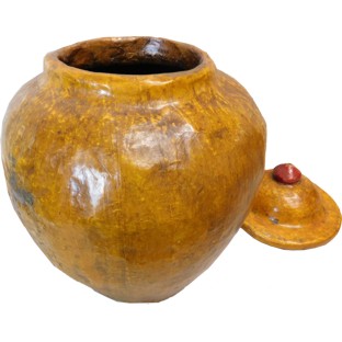 Yellow Decorative Ginger Jar with Lid