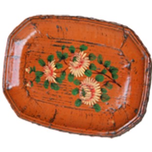 Orange Wood Display Plate with Painting