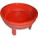 Red Chinese Wood Basin with Stand