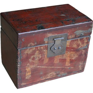 Red Painted Chest with Gold Painted ancient figures 