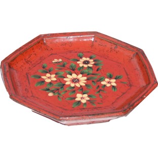 Original Maroon Flora Painted Plate