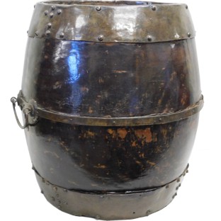 Original Antique Brown Wood Water Barrel