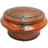 Red Lacquered Round Decor Wood Box