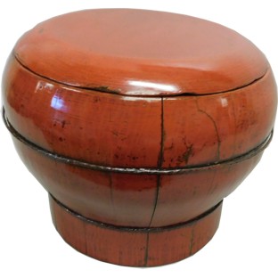 Red Lacquered Round Wood Box