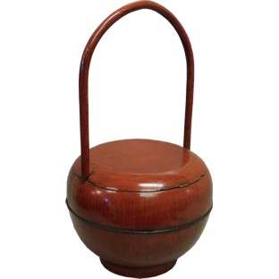 Red Lacquer Round Wood Carrier