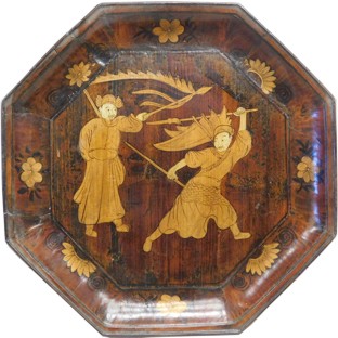 Wood Plate with Chinese Opera Painting