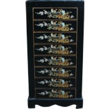 Black Chinese 8-Drawer Painted Filing Cabinet