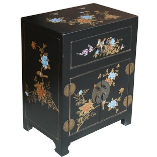 Chinese Black Top Drawer Painted Bedside