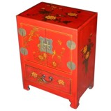 Chinese Red Two-Door One-Drawer Bedside