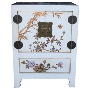 Chinese White Two-Door One-Drawer Bedside